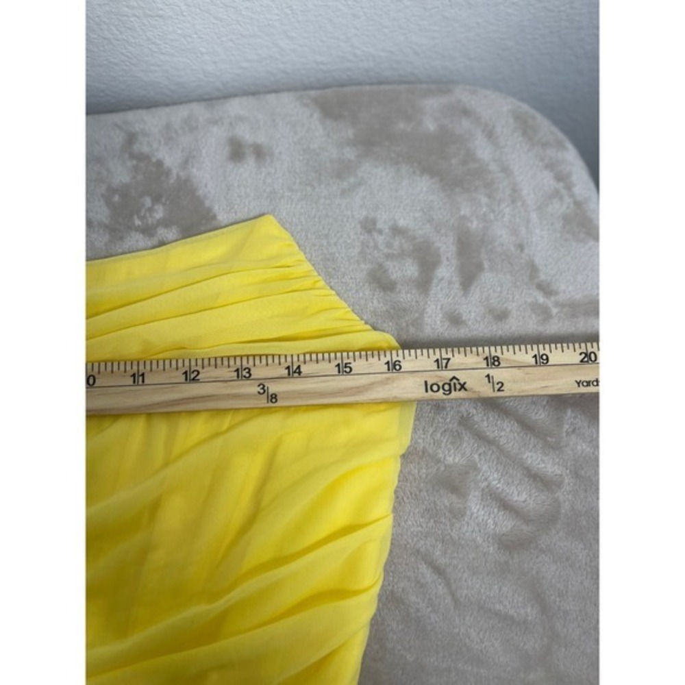 Marthea Yellow Mesh Draped Corset Top Ruched Boned Sleeveless XL NEW - Picture 6 of 16
